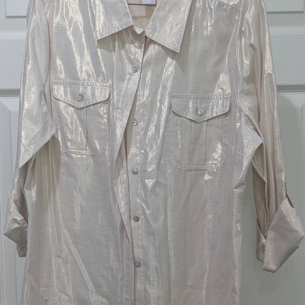 Ruby Rd Women's Shimmering Cream Shirt Size 16
